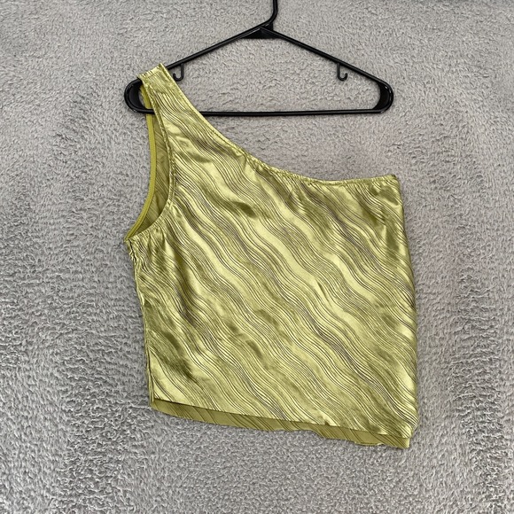 dolan Tops - Dolan Anthropologie Top Womens Large One Shoulder Asymmetrical Silky Wavy Green